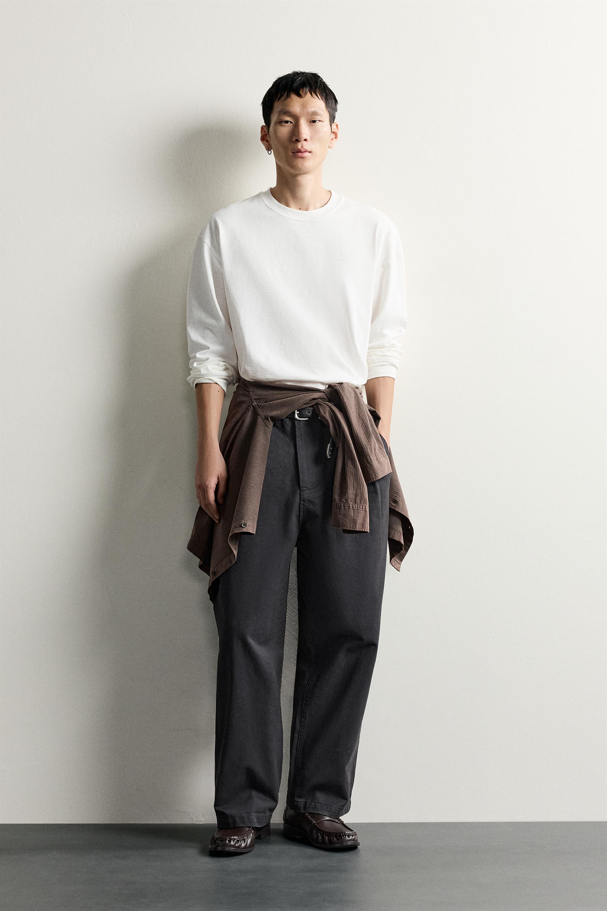 プリーツリラックスフィットチノパンツ - グレー | ZARA Japan / 日本