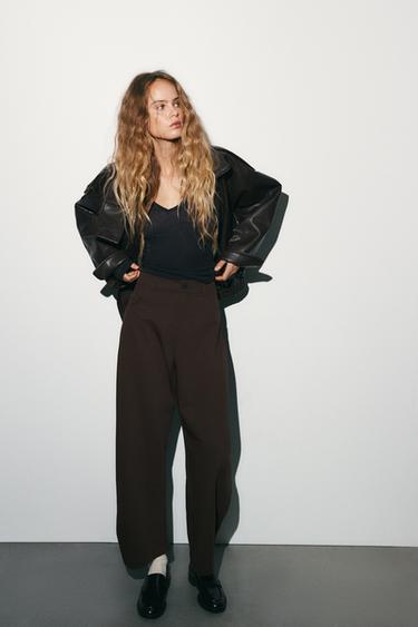 BALLOON TROUSERS - Dark brown by Zara