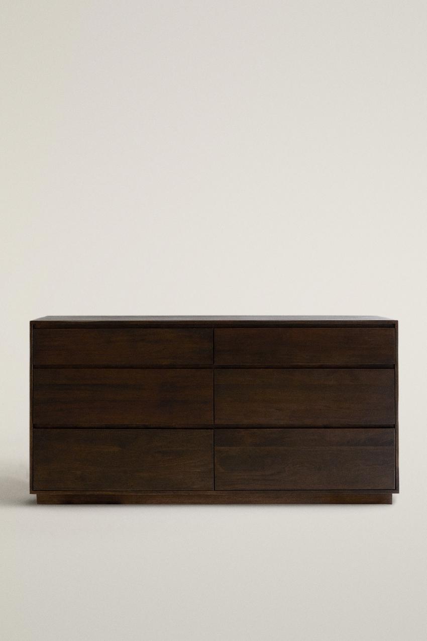 dark brown vintage dresser WOODEN CHEST OF DRAWERS - resistant and scratch