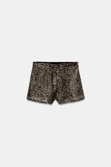SEQUIN BERMUDA SHORTS - Gold / Silver by Zara