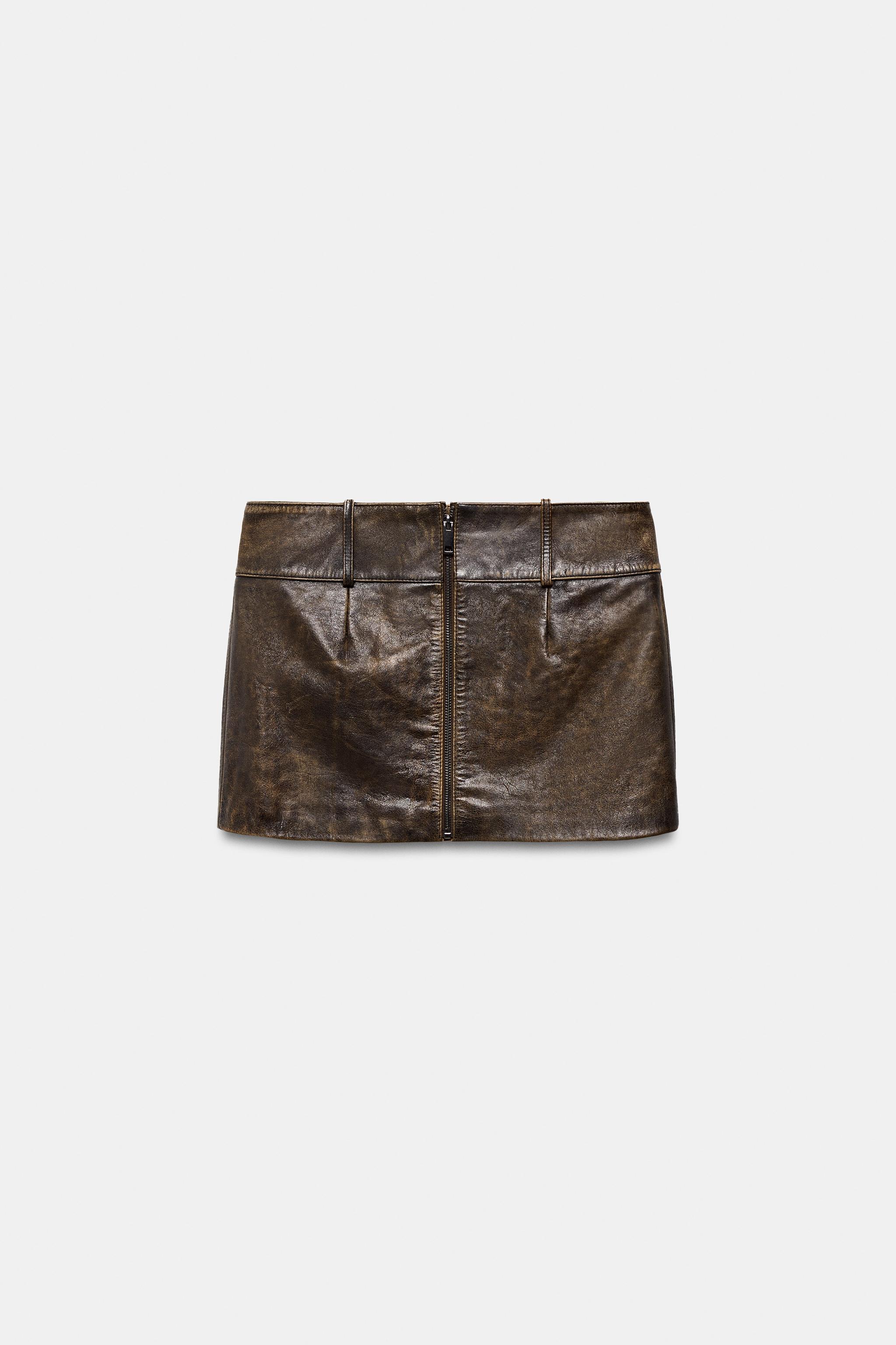 100% LEATHER MINI SKIRT ZW COLLECTION LIMITED EDITION