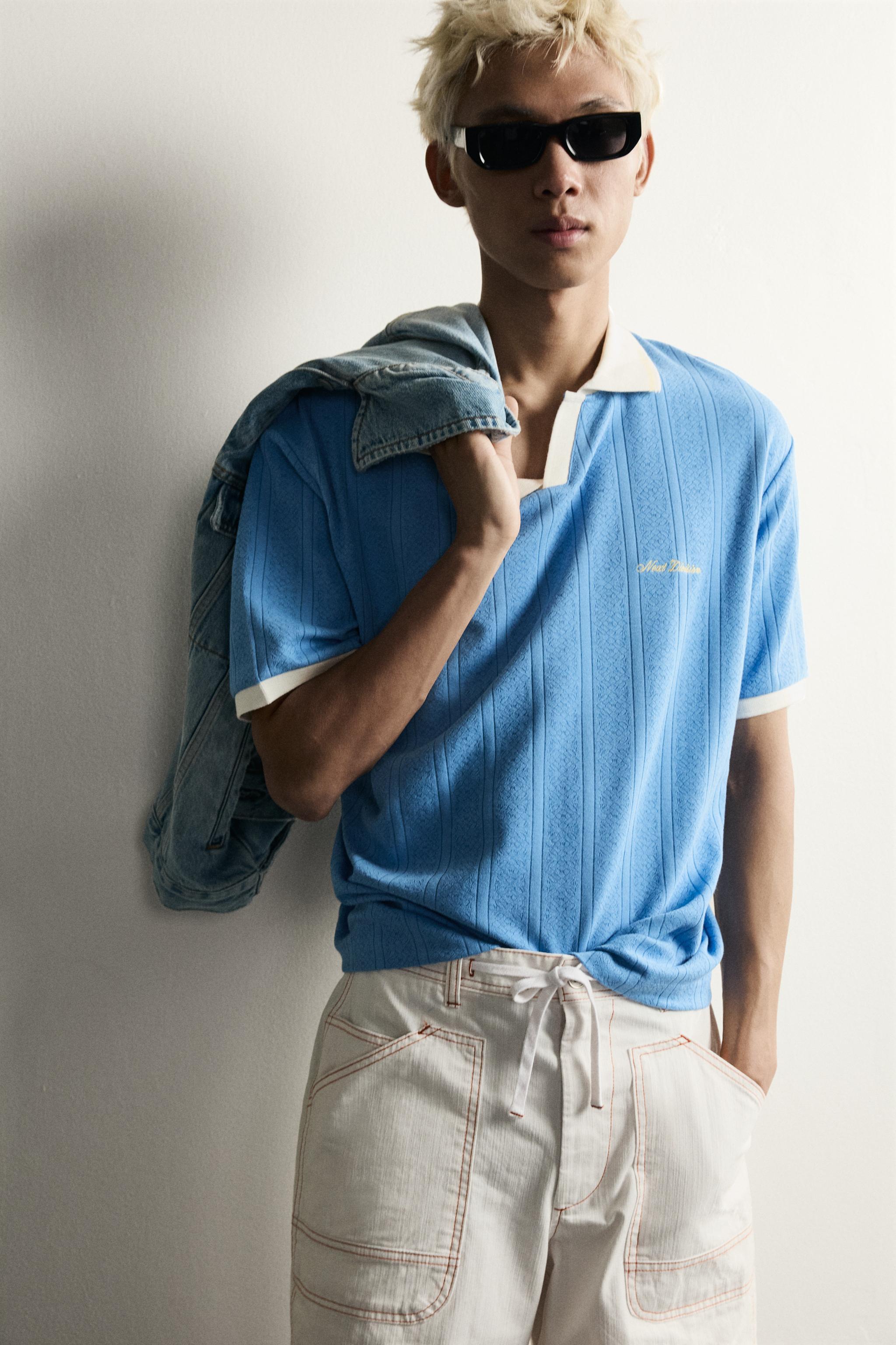 RELAXED FIT TEXTURED EMBROIDERED POLO