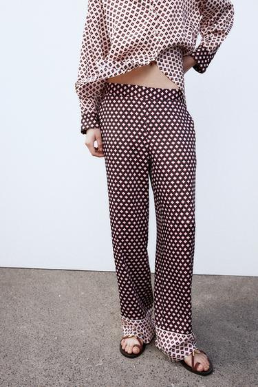 SATIN EFFECT PRINTED PANTS