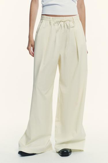 Zara PALAZZO PANTS - Vanilla