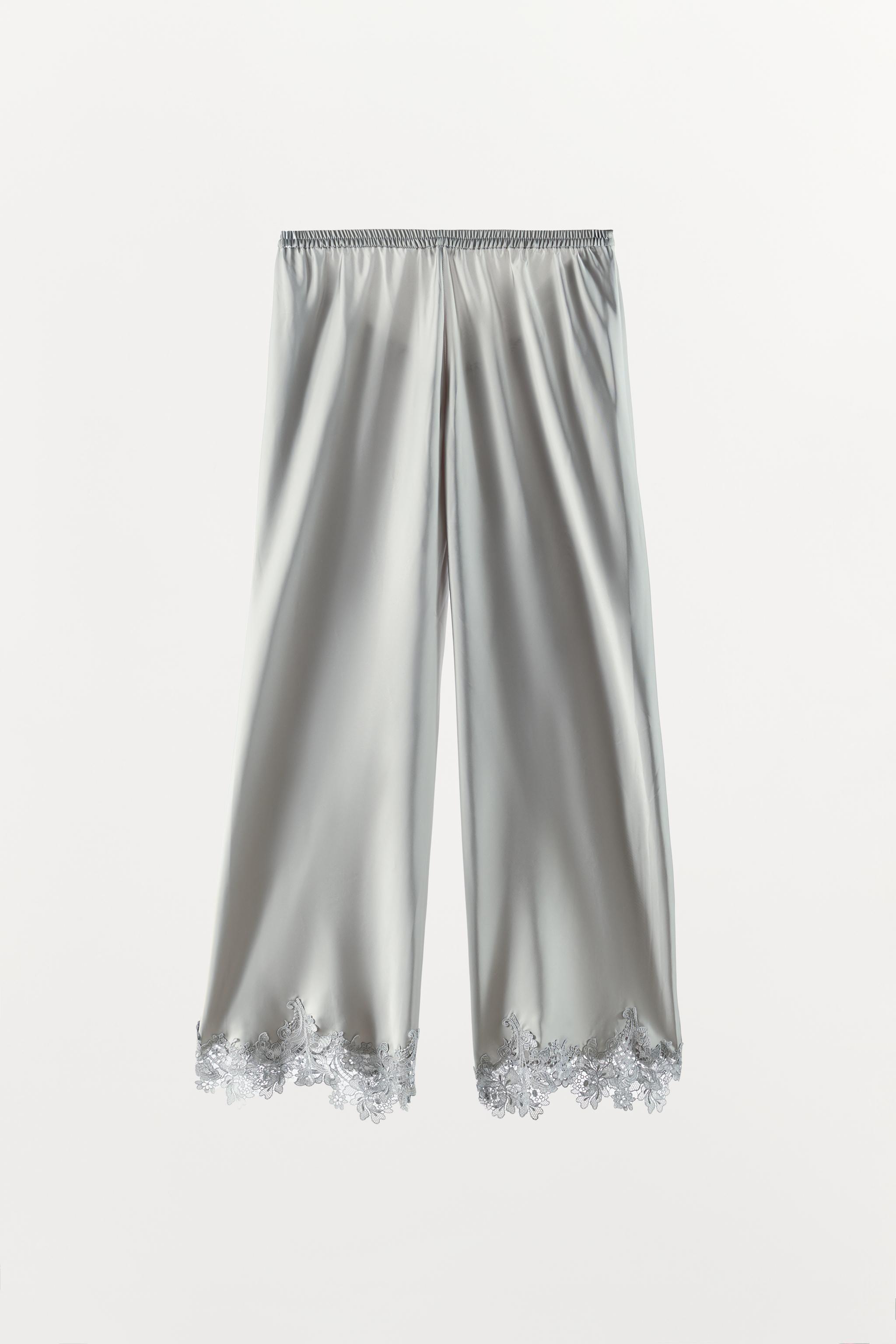 Женские брюки Zara SATIN PANTS WITH LACE HEM — фото 7