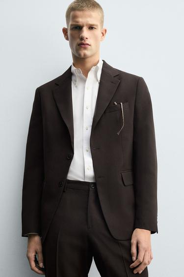 PANTALON DE COSTUME AVEC LAINE - Marron de Zara - Image 4