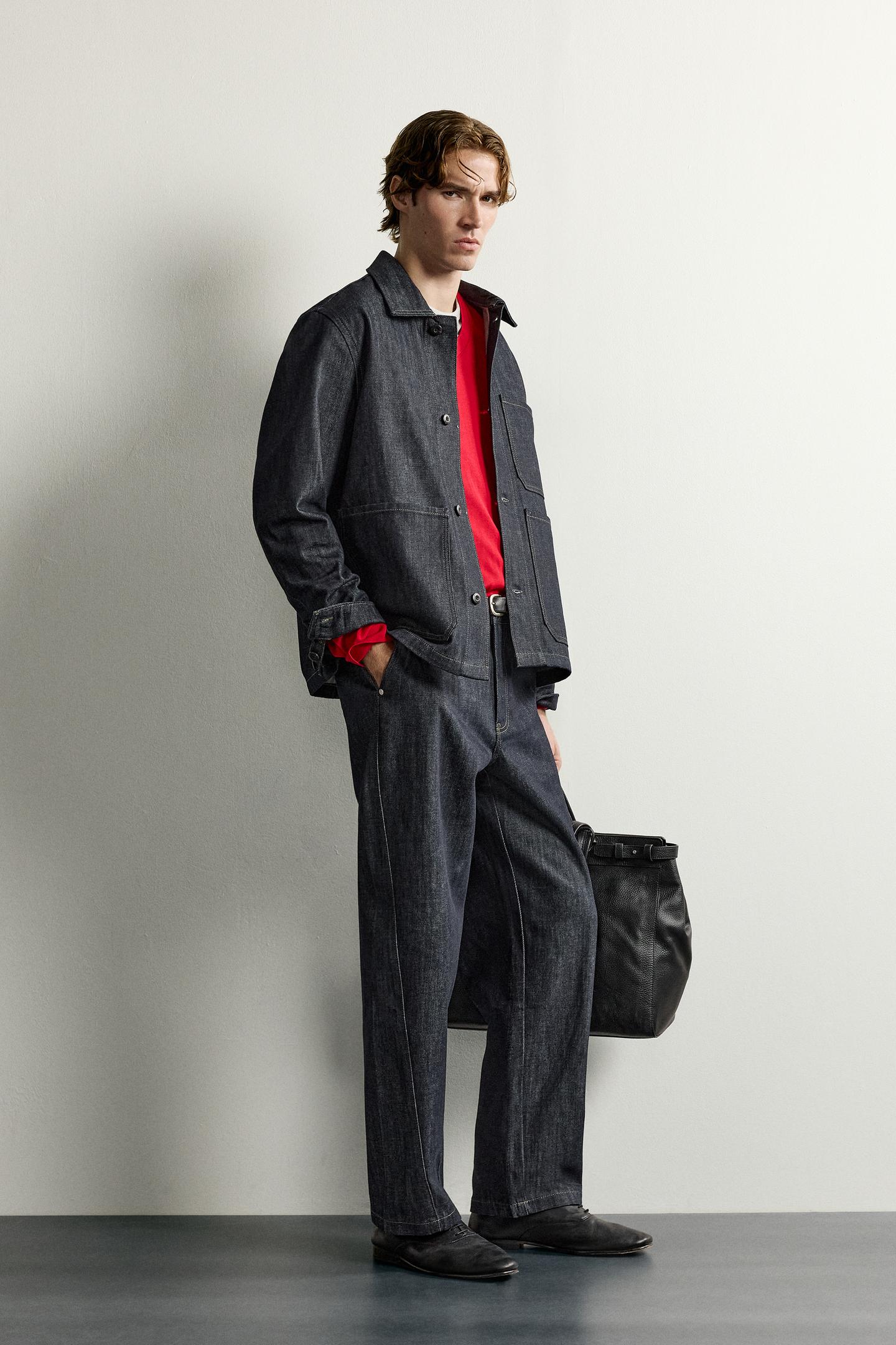 Мужская рубашка Zara Pocket Denim Overshirt, цвет: Индиго — фото 4