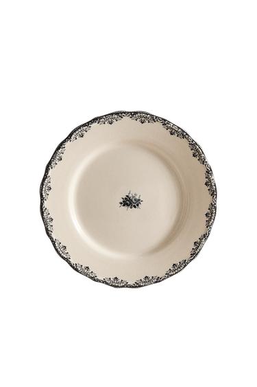 FLACHER TELLER MIT PLATZIERTEM DESIGN - Blau / Grau von Zara