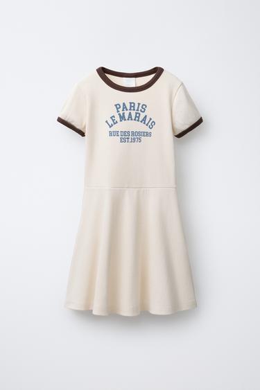 TEXT RIBBED DRESS - Ecru by Zara