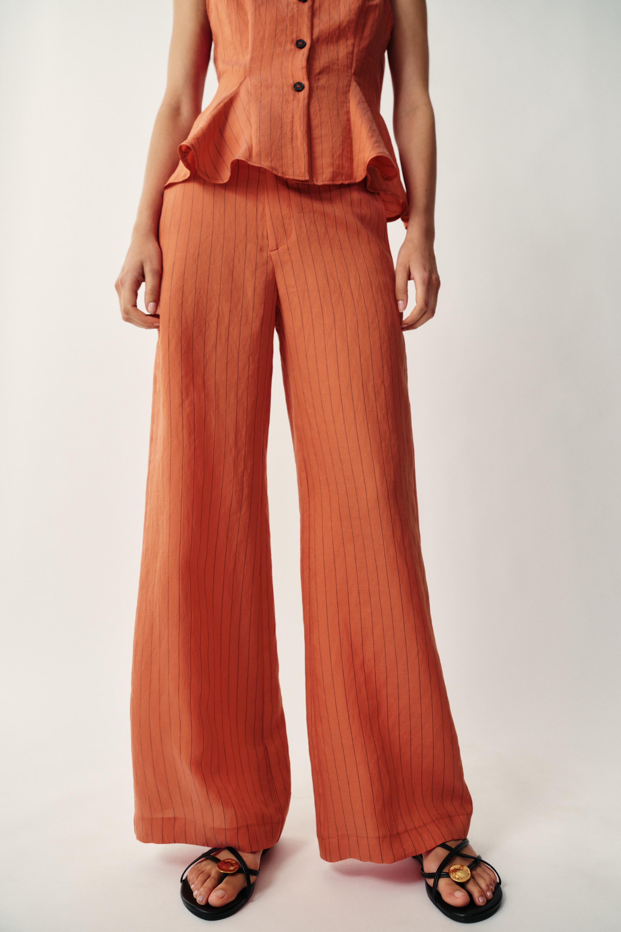 Zara ÇİZGİLİ STRAIGHT FIT PANTOLON görsel 2