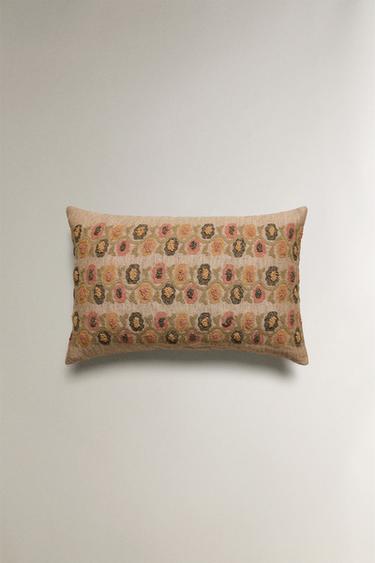 Zara EMBROIDERED CUSHION COVER - 淺米色 - 圖片 0