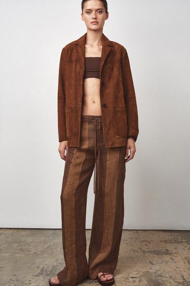 PANTALON RAYÉ 100 % LIN ZW COLLECTION - Multicolore de Zara - Image 1