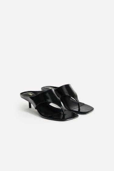 Zara HIGH HEELED LEATHER SANDALS 50TH ANNIVERSARY - Black