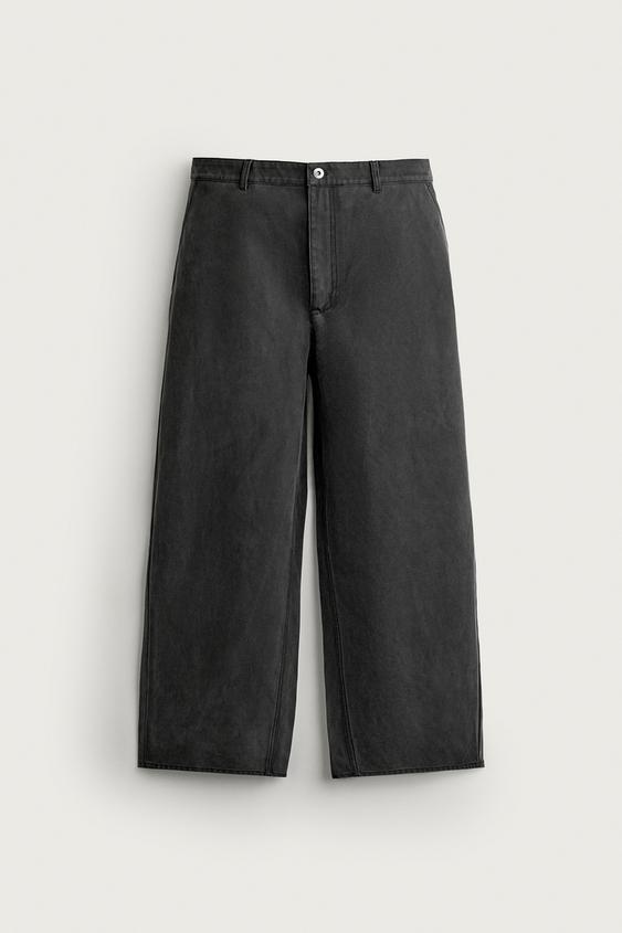 Zara 休閒版軟面料長褲 - 灰色 - 圖片 0