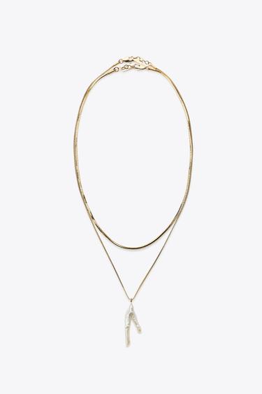 Zaras 2-PACK HALSBAND KEDJA PÄRLA VATTENTÄT - Förgylld