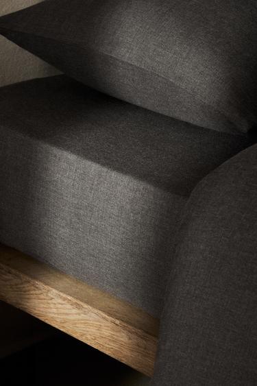 CASHMERE BLEND FITTED SHEET | 30 CM HIGH - Dark grey by Zara - Image 4