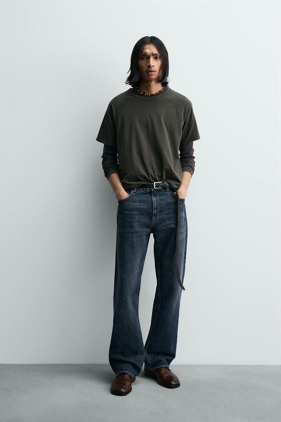 Zara Raglan Crew LIGHTWEIGHT RAGLAN T-SHIRT - Dark khaki | ZARA Hungary / Magyarország