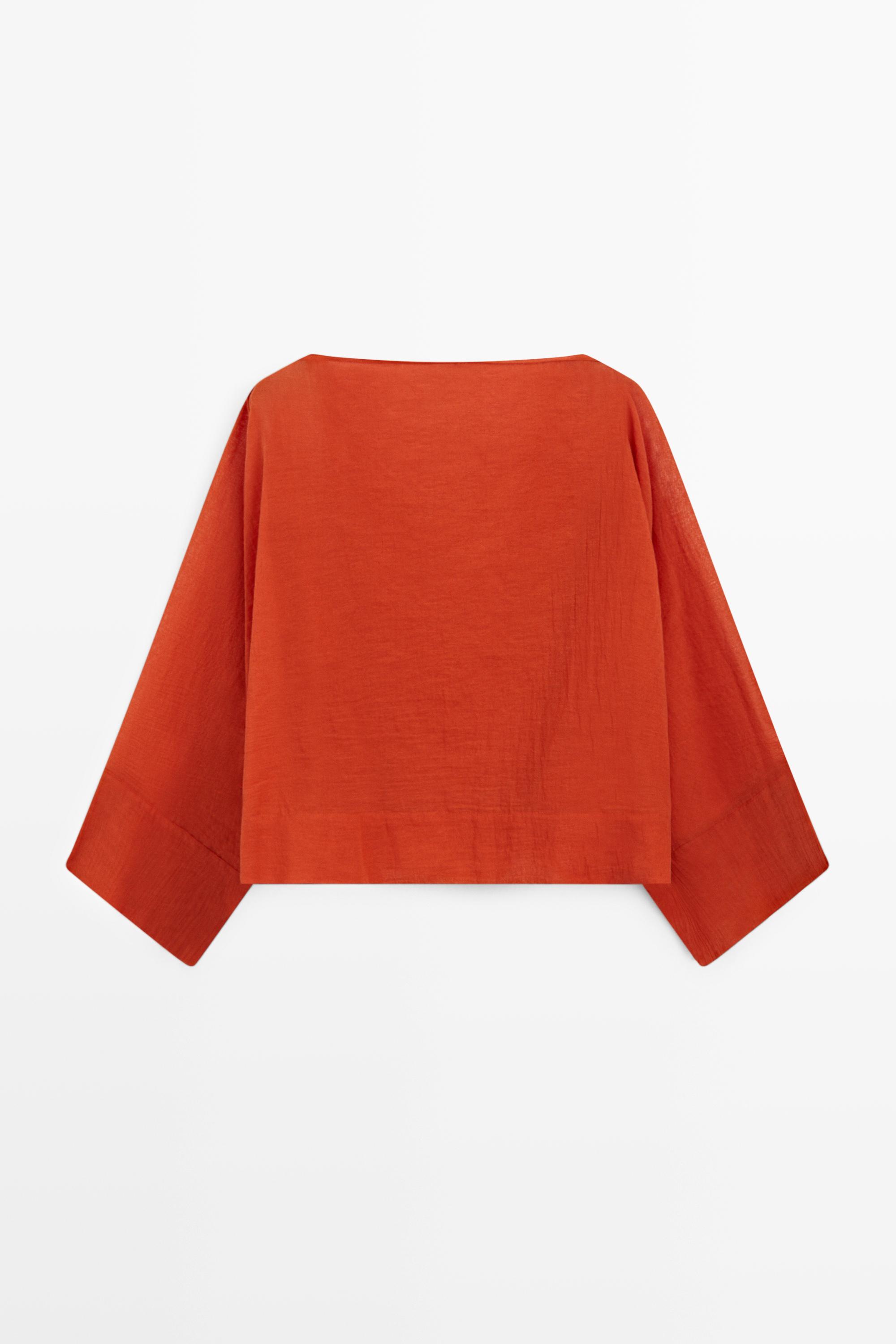 Flowing 100% cotton shirt with voluminous sleeves