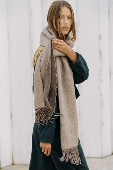 FOULARD SOFT DOUBLE FACE FRANGES - Marron clair de Zara - Image 1