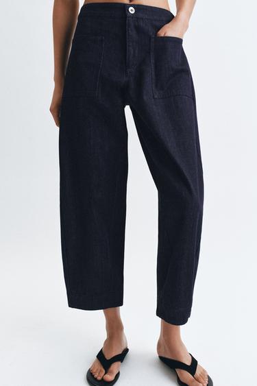 ZW COLLECTION DENIM TROUSERS WITH POCKETS - Blue by Zara