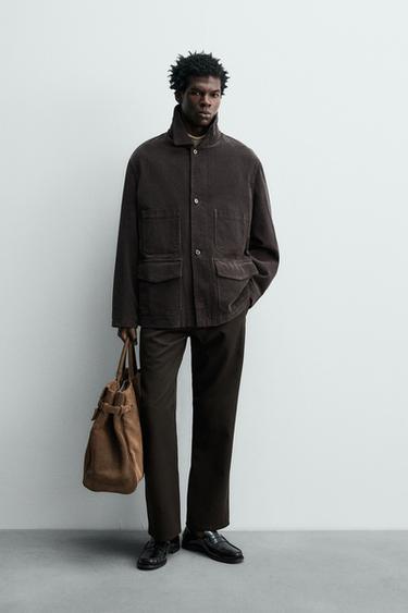 ВЕЛЬВЕТОВА КУРТКА З КИШЕНЯМИ - Темно-коричневий Zara - Зображення 0