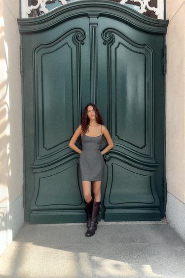 STRAPPY SHORT DRESS - Charcoal by Zara - Image 0