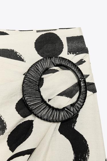 BUCKLE PRINT MINI SKIRT - Black / White by Zara - Image 7
