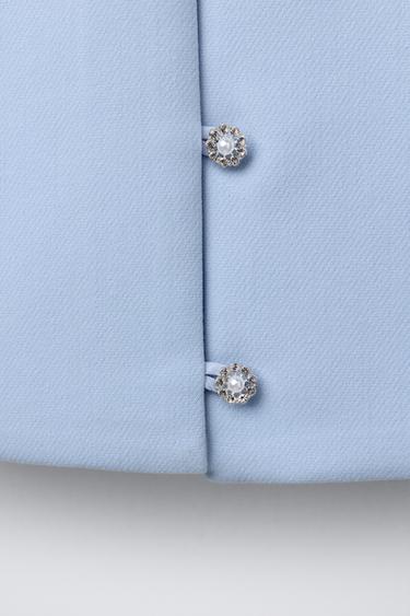 TOP BOUTON BIJOU - Bleu / Lavande de Zara - Image 3