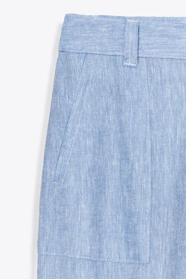 PANTALON DE JOGGING AVEC LIN - Bleu clair de Zara - Image 6