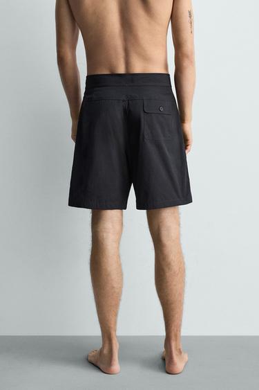 LONG DRAWSTRING SWIM SHORTS - Dark navy by Zara - Image 3