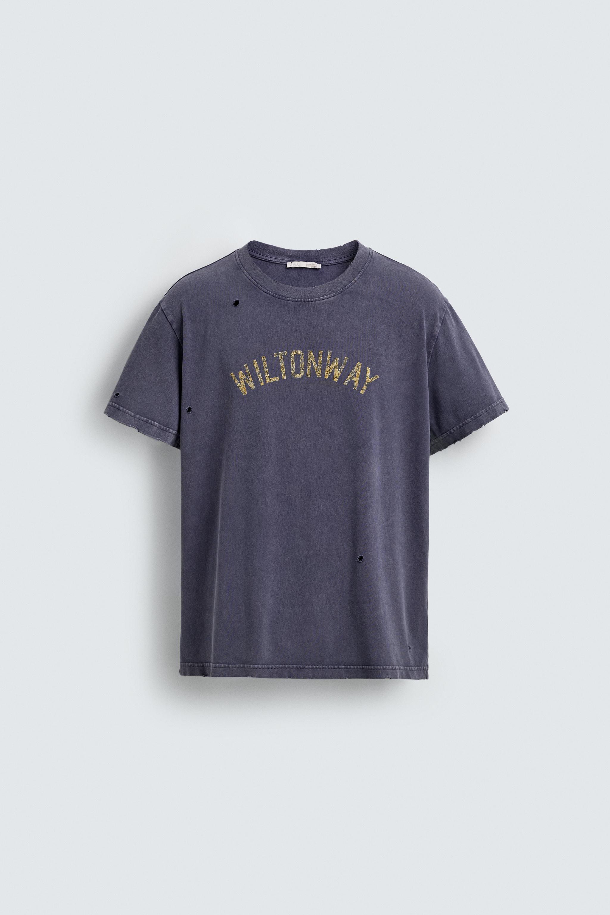 WASHED NUMBER PRINT T-SHIRT