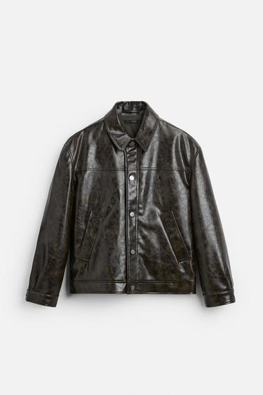 LEATHER EFFECT JACKET - Green by Zara - Image 5