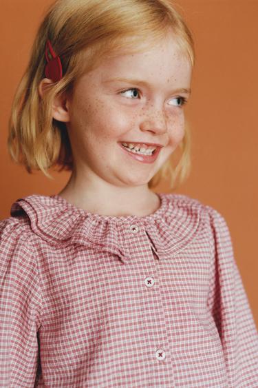 DOUBLE PETER PAN COLLAR CHECK SHIRT BENSIMON ® X ZARA - Jagodna od Zare