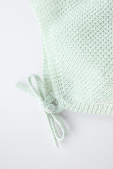 BONNET EN MAILLE PERLÉE - Bleu d'eau de Zara - Image 2