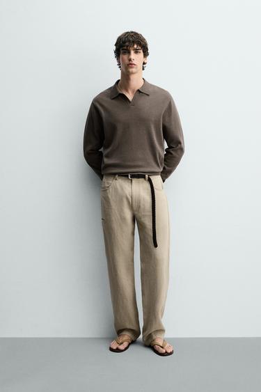 POLO PUNTO ALGODÓN - LINO - Khaki de Zara - Imagen 0
