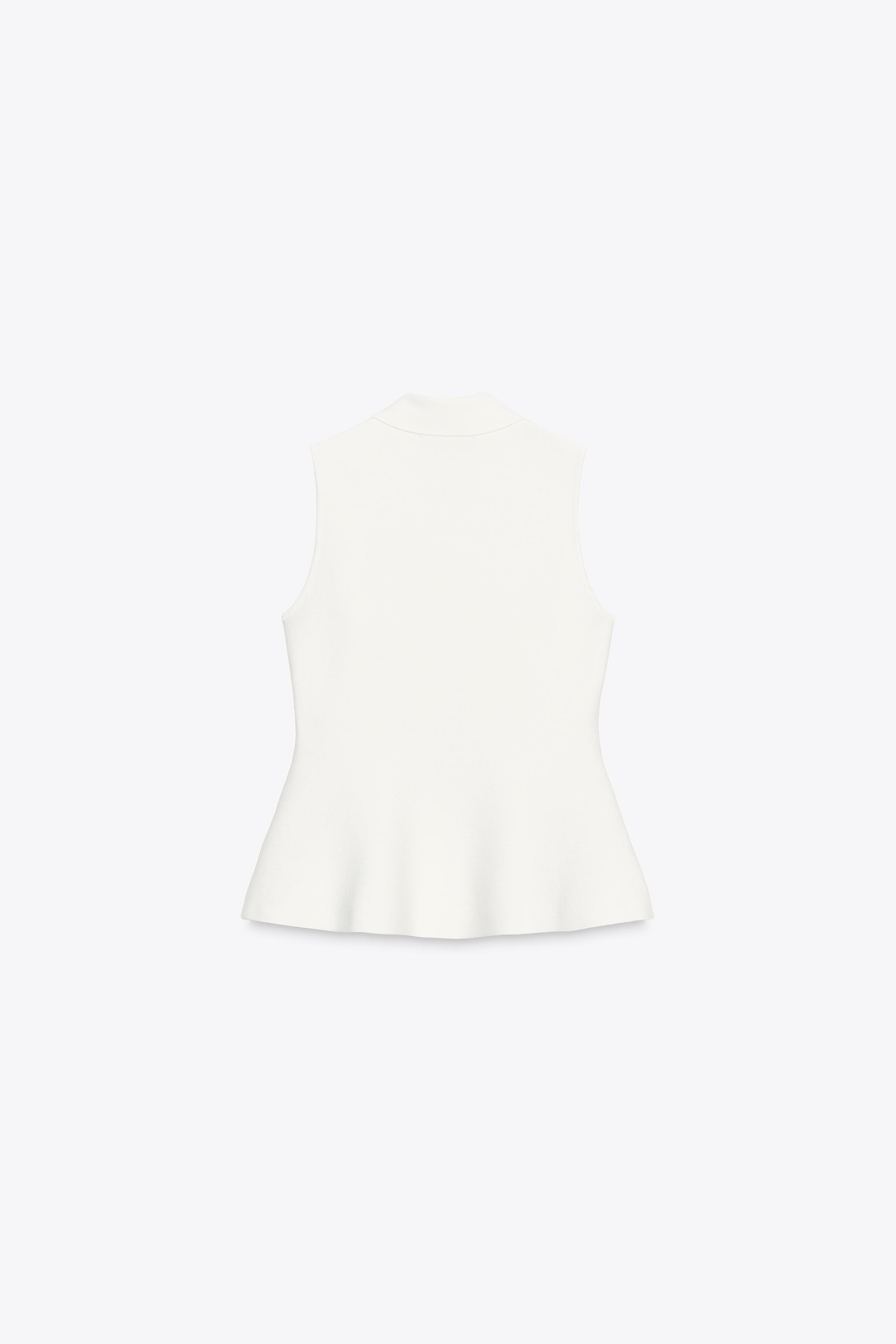 タグ付き新品★ZARAのペプラムベストリネン100%★Mサイズ★ホワイト色 正規品⭐︎ZARA ペプラムベストリネン100% ZW COLLECTION S