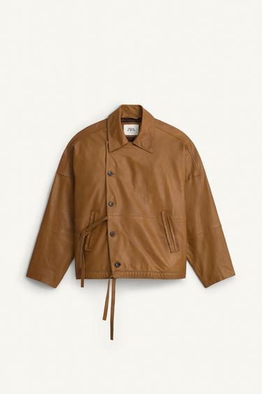 RELAXED FIT NAPPA LEATHER JACKET - camel by Zara - Image 5