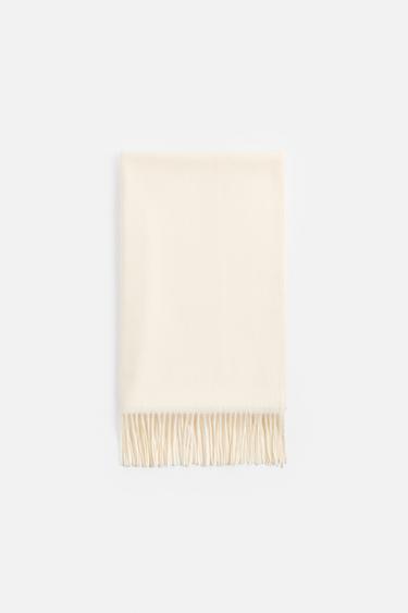 FRINGED SCARF - Ecru by Zara