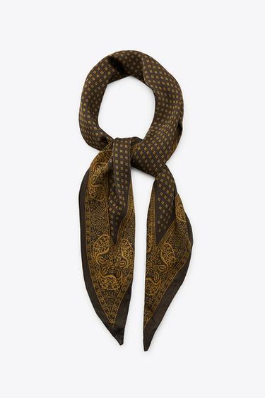 SATIN PRINTED BANDANA - Khaki by Zara