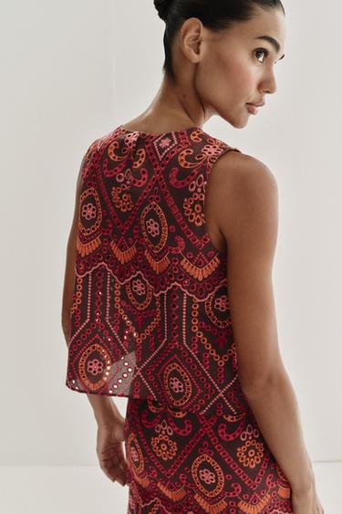 TOP À BRODERIES PERFORÉES - Multicolore de Zara - Image 5