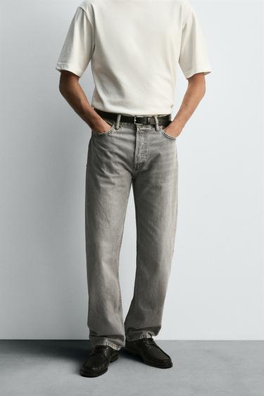 STRAIGHT FIT JEANS - Mid-grey by Zara