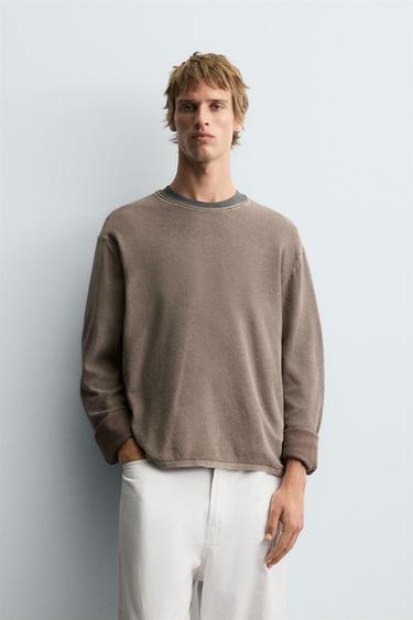 TEXTURED WASHED SWEATER - Faded pink by Zara