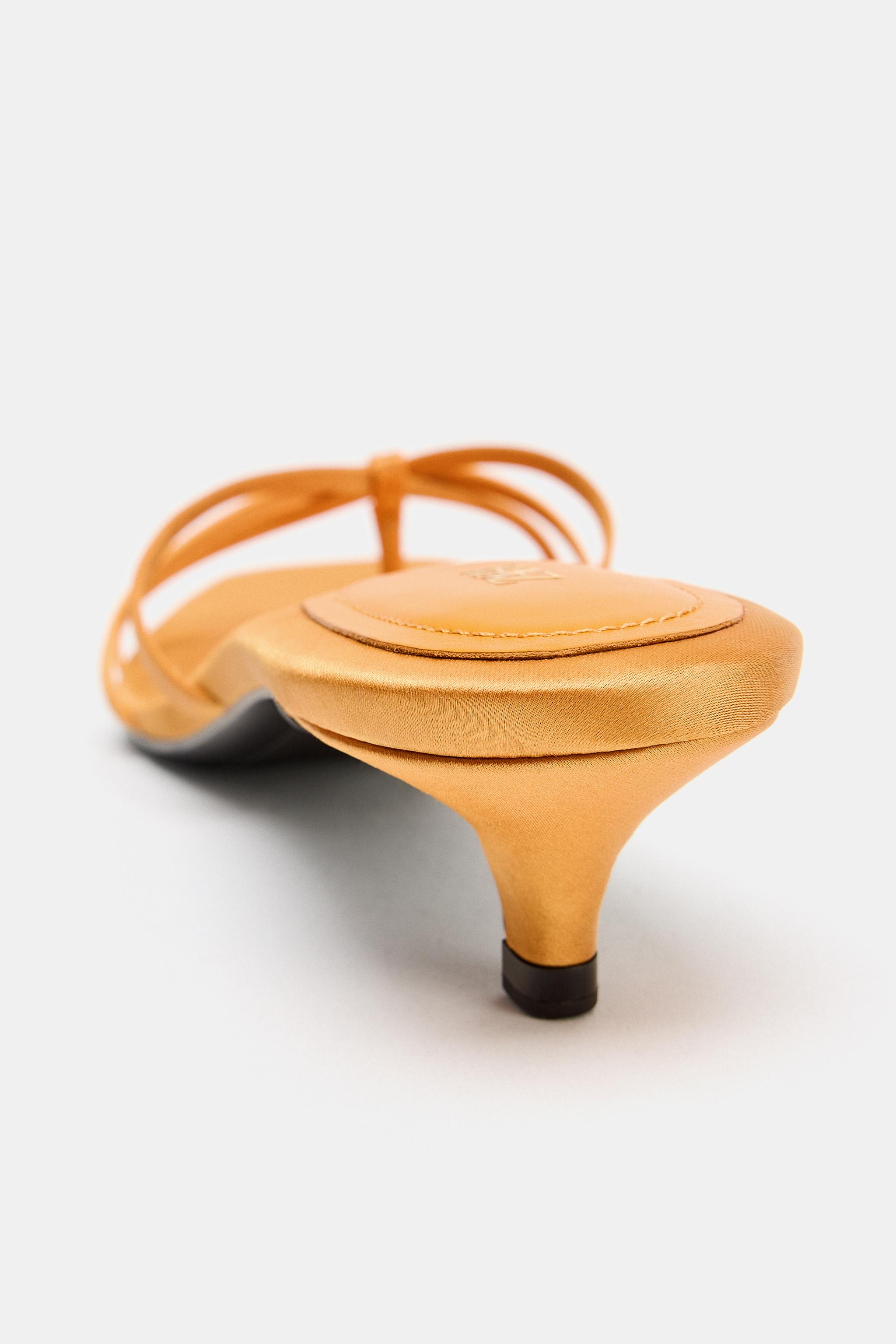 SATIN KITTEN HEEL SANDALS