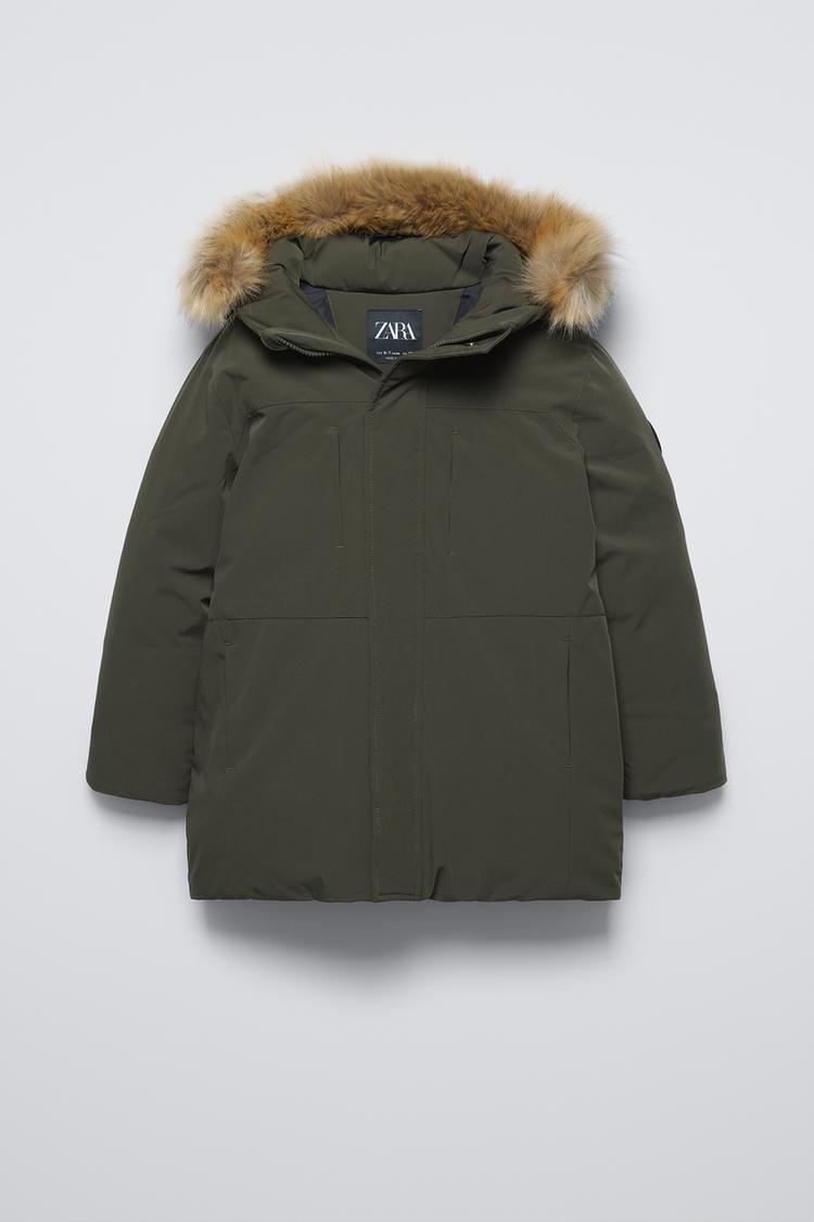 WATER REPELLENT LONG DOWN PUFFER PARKA - Dark khaki | ZARA United  