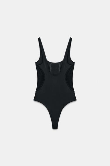 BODY BIMATIÈRE AVEC POLYAMIDE - Noir de Zara - Image 5