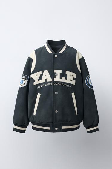YALE UNIVERSITYâ„¢ PRINT LEATHER EFFECT BOMBER JACKET - Blue by Zara