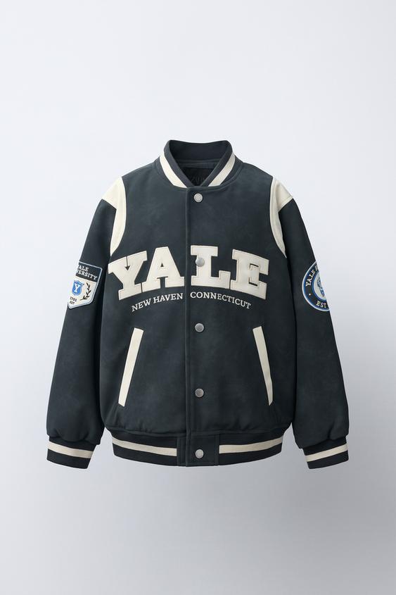 YALE UNIVERSITY™ PRINT LEATHER EFFECT BOMBER JACKET - Blue de Zara - Imagen 0