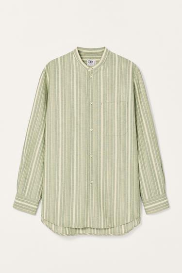 CAMISA LISTRADA LIMITED EDITION - Branco / Verde da Zara