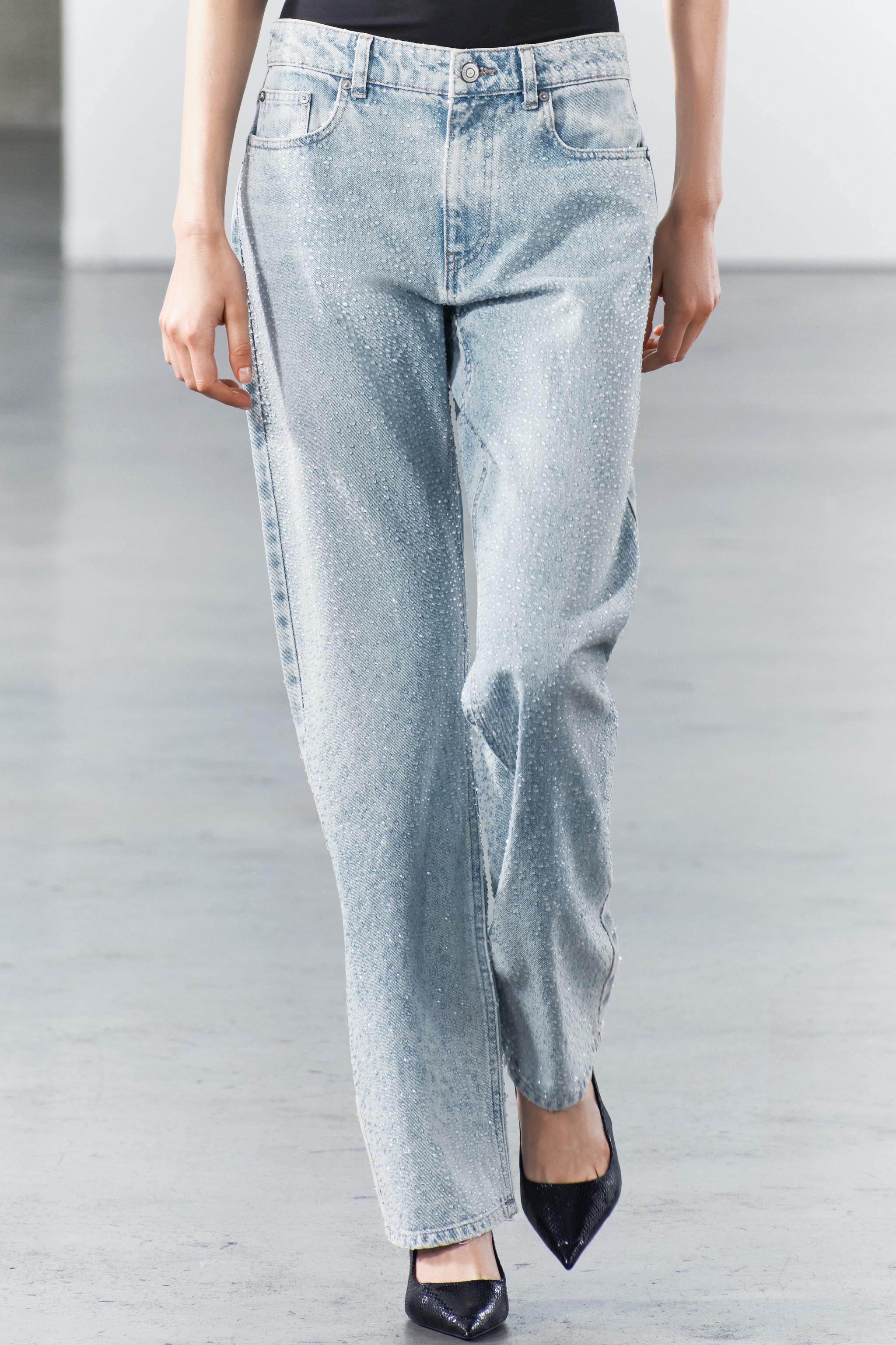 SHIMMERY HIGH WAIST WIDE LEG JEANS ZW COLLECTION