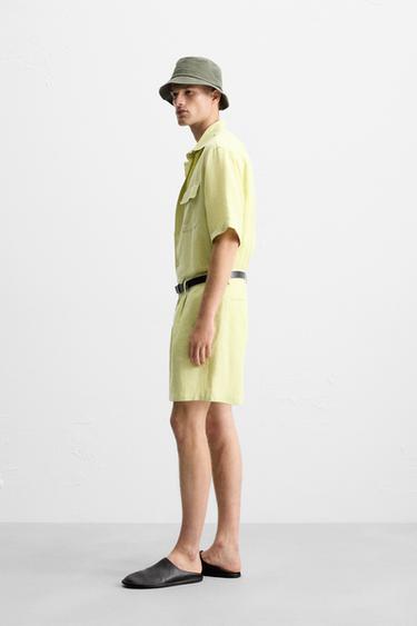 100% LINEN BERMUDA SHORTS - Lime by Zara - Image 3